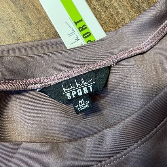 Nicole Miller Sport Purple Scuba Striped Activewear Sweatshirt - Picture 2 of 5